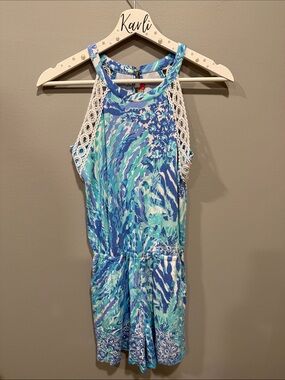 Lilly Pulitzer XXS Lala Romper - Blue Haven Hey Hey Soleil
